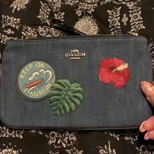 Coach Denim Keep on Surfin 🏄‍♀️ Wristlet NWT